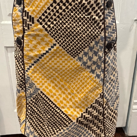 Maeve Anthropologie Yellow Houndstooth Front Pocket Skirt Sz 8 Preppy Rn#66170 - Picture 2 of 9